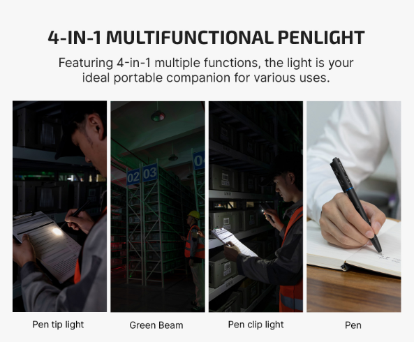 OLIGHT O'Pen 3 Multifunctional Pen Light with 120 Lumens & Green Laser (Black)