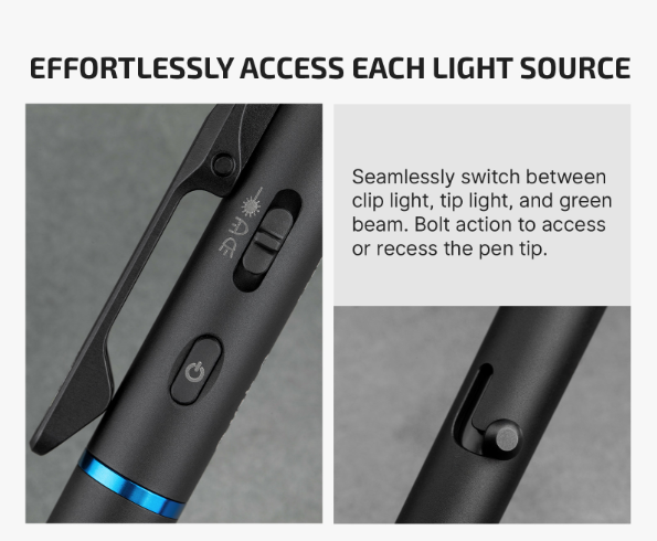 OLIGHT O'Pen 3 Multifunctional Pen Light with 120 Lumens & Green Laser (Black)