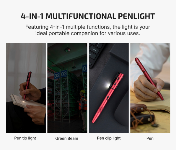 OLIGHT O'Pen 3 Multifunctional Pen Light with 120 Lumens & Green Laser (Wine Red)