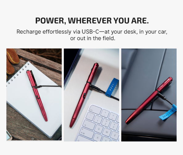 OLIGHT O'Pen 3 Multifunctional Pen Light with 120 Lumens & Green Laser (Wine Red)