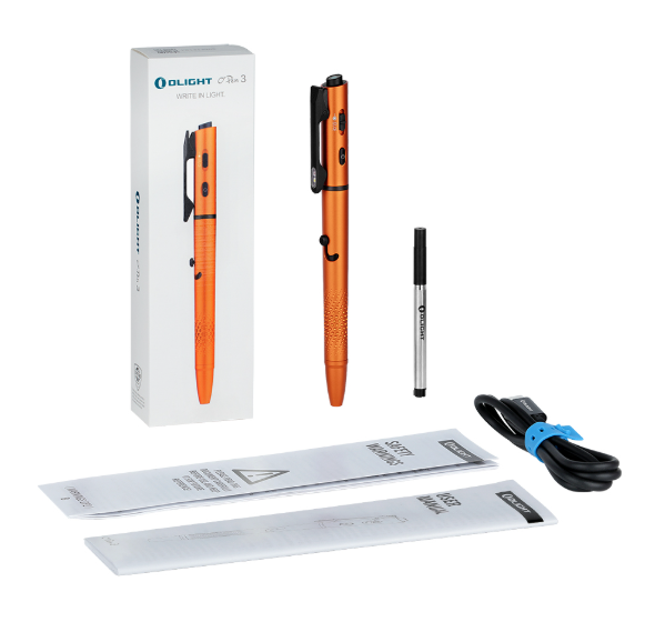 OLIGHT O'Pen 3 Multifunctional Pen Light with 120 Lumens & Green Laser (Orange)