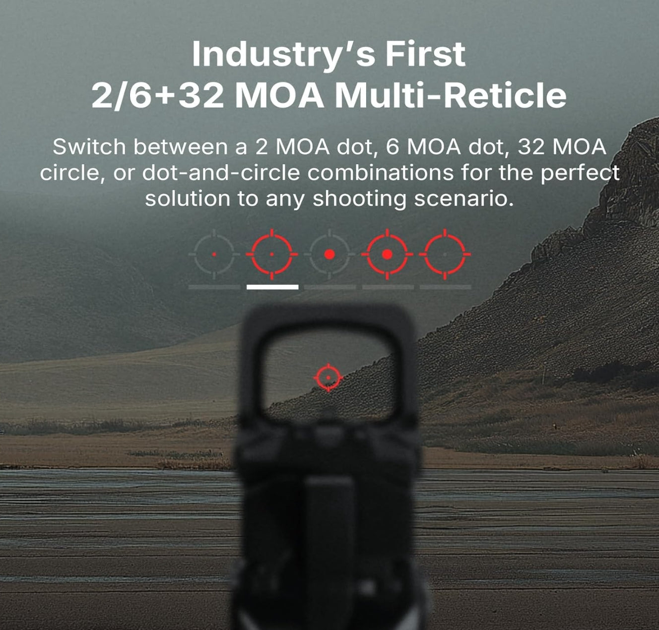OSIGHT XR Enclosed Red Dot Sight, 2/6 MOA Dot & 32 MOA Circle Multi-Reticle, 407C/507C Footprint Compatible