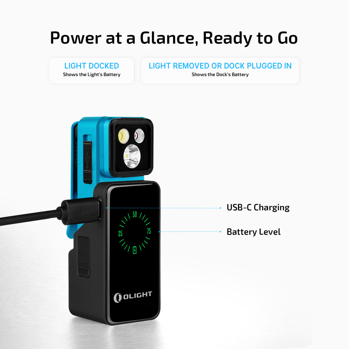 OLIGHT Oclip 2 Pro Rechargeable +Charging Dock (Tidal Blue)