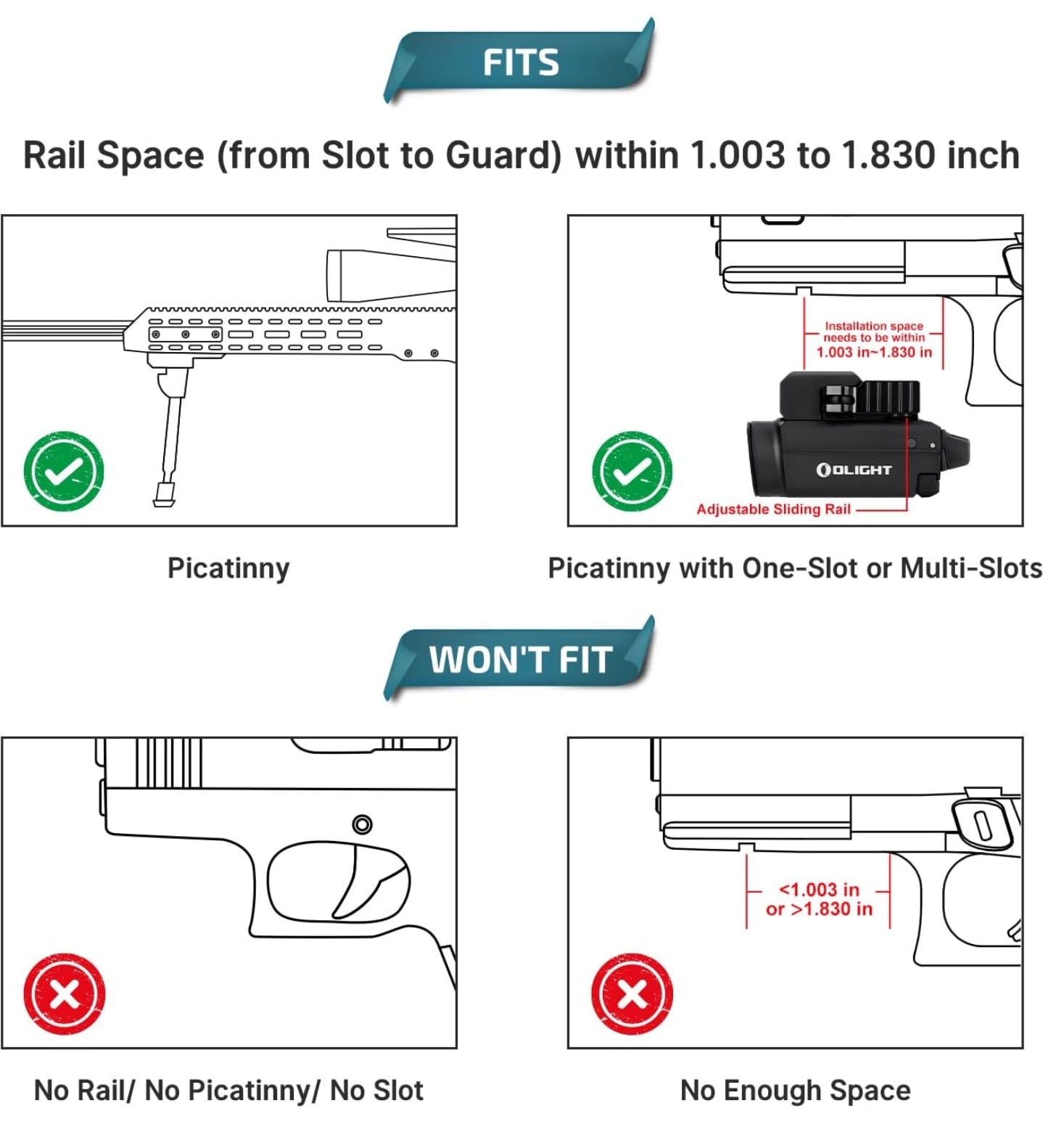 OLIGHT Baldr S 800 Lumens Compact Rail Mount Weaponlight with Green Beam