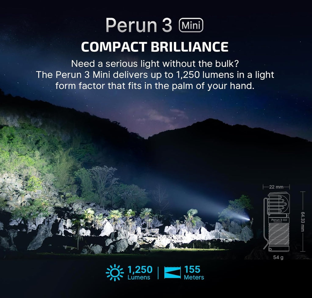 OLIGHT Perun 3 Mini Headlamp (Cool White 5700K~6700K, Black)