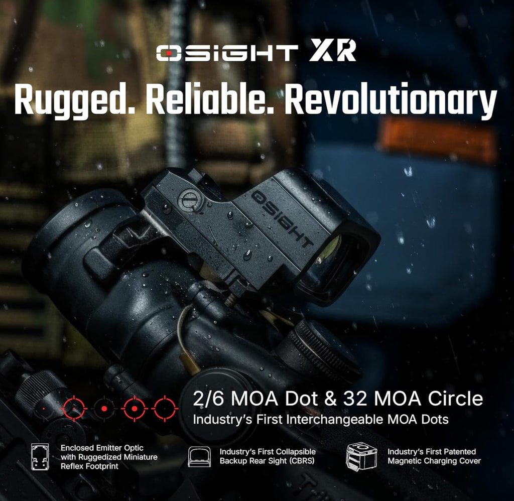 OSIGHT XR Enclosed Red Dot Sight, 2/6 MOA Dot & 32 MOA Circle Multi-Reticle, 407C/507C Footprint Compatible