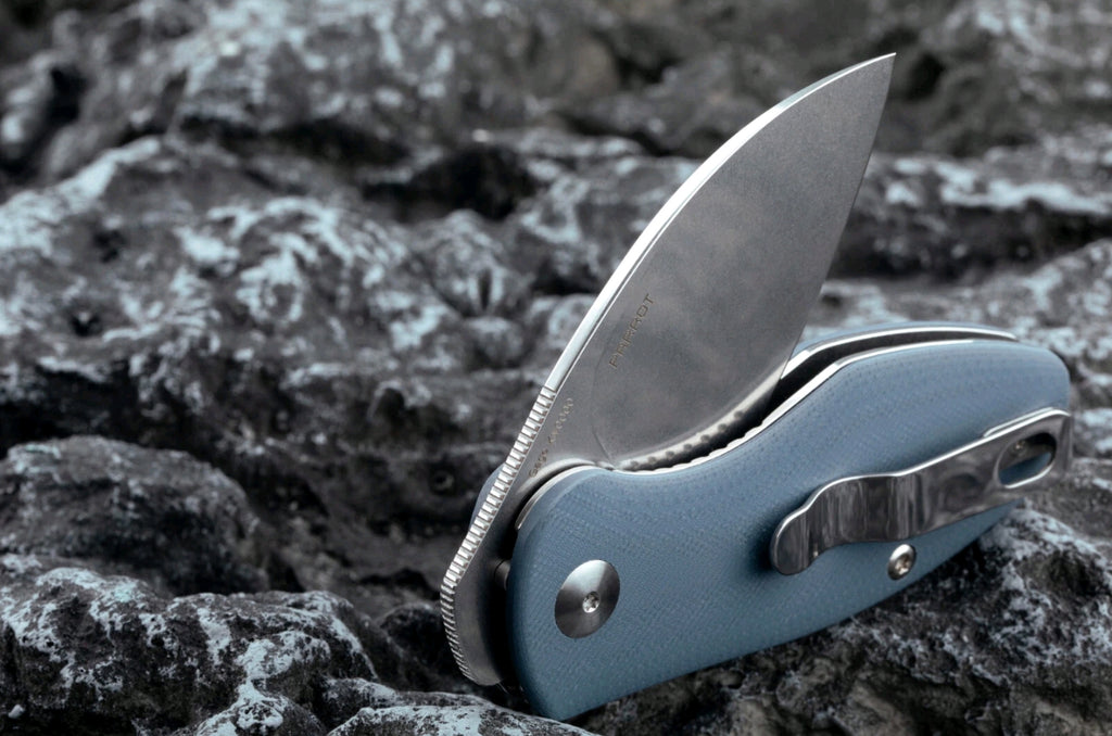Olight Oknife Parrot Gray Folding Knife, 154CM Stainless Steel Blade, Micarta H